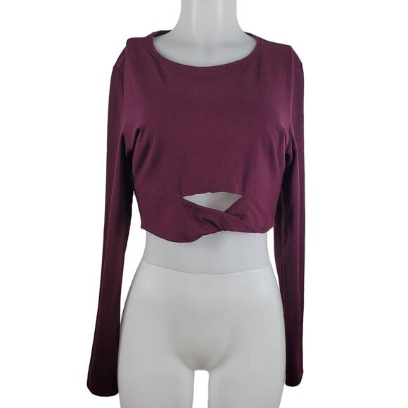 Victoria Secret Sport Burgundy Crop Workout Athletic Top L - Picture 1 of 4